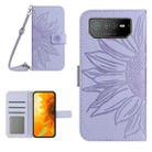 For Asus ROG Phone 6 Skin Feel Sun Flower Pattern Flip Leather Phone Case with Lanyard(Purple) - 1