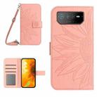 For Asus ROG Phone 6 Skin Feel Sun Flower Pattern Flip Leather Phone Case with Lanyard(Pink) - 1