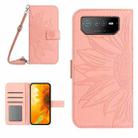 For Asus ROG Phone 6 Pro Skin Feel Sun Flower Pattern Flip Leather Phone Case with Lanyard(Pink) - 1