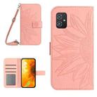 For Asus ZenFone 8 ZS590KS Skin Feel Sun Flower Pattern Flip Leather Phone Case with Lanyard(Pink) - 1