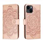 For iPhone 14 / 13 Sun Mandala Embossing Leather Phone Case(Rose Gold) - 1