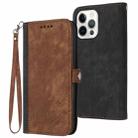 For iPhone 14 Pro Side Buckle Double Fold Hand Strap Leather Phone Case(Brown) - 1