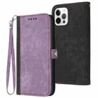 For iPhone 12 Pro Max Side Buckle Double Fold Hand Strap Leather Phone Case(Purple) - 1