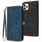 For iPhone 11 Pro Max Side Buckle Double Fold Hand Strap Leather Phone Case(Royal Blue) - 1