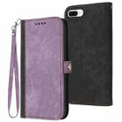 For iPhone 8 Plus / 7 Plus Side Buckle Double Fold Hand Strap Leather Phone Case(Purple) - 1