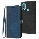 For Motorola Moto E20 Side Buckle Double Fold Hand Strap Leather Phone Case(Royal Blue) - 1