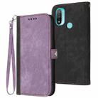 For Motorola Moto E20 Side Buckle Double Fold Hand Strap Leather Phone Case(Purple) - 1