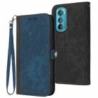 For Motorola Edge 30 Side Buckle Double Fold Hand Strap Leather Phone Case(Royal Blue) - 1