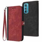 For Motorola Edge 30 Side Buckle Double Fold Hand Strap Leather Phone Case(Red) - 1
