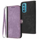 For Motorola Edge 30 Side Buckle Double Fold Hand Strap Leather Phone Case(Purple) - 1