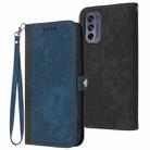 For Motorola Moto G62 Side Buckle Double Fold Hand Strap Leather Phone Case(Royal Blue) - 1