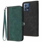 For Motorola Moto S30 Pro / Edge 30 Fusion Side Buckle Double Fold Hand Strap Leather Phone Case(Dark Green) - 1