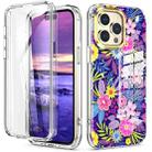 For iPhone 14 Pro 360 Full Body Painted Clear Phone Case(Flowers L08) - 1