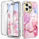 For iPhone 14 Pro 360 Full Body Painted Clear Phone Case(Marble L13) - 1