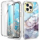 For iPhone 14 Pro Max 360 Full Body Painted Clear Phone Case(Marble L11) - 1