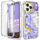 For iPhone 14 Pro Max 360 Full Body Painted Clear Phone Case(Marble L14) - 1