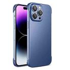 For iPhone 14 Plus Frameless Metallic Paint Phone Case with Lens Film(Dark Blue) - 1