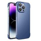 For iPhone 12 Pro Max Frameless Metallic Paint Phone Case with Lens Film(Dark Blue) - 1