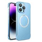 For iPhone 14 Pro Max Frameless Metallic Paint Magsafe Phone Case with Lens Film(Sierra Blue) - 1