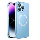 For iPhone 12 Pro Max Frameless Metallic Paint Magsafe Phone Case with Lens Film(Sierra Blue) - 1