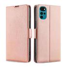 For Motorola Moto E32 India/E22s 4G Global Ultra-thin Voltage Side Buckle Horizontal Flip Leather Phone Case(Rose Gold) - 1