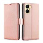 For vivo Y16 4G/Y02s 4G Ultra-thin Voltage Side Buckle Horizontal Flip Leather Phone Case(Rose Gold) - 1