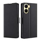 For vivo Y16 4G/Y02s 4G Ultra-thin Voltage Side Buckle Horizontal Flip Leather Phone Case(Black) - 1