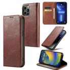 For iPhone 14 Pro Max FIERRE SHANN Vintage Bark Texture Wallet Leather Phone Case(Brown) - 1