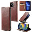 For iPhone 14 Plus FIERRE SHANN Vintage Bark Texture Wallet Leather Phone Case(Brown) - 1