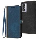 For OPPO A57 5G 2022 Side Buckle Double Fold Hand Strap Leather Phone Case(Royal Blue) - 1