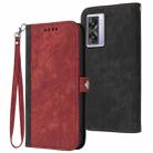 For OPPO A57 5G 2022 Side Buckle Double Fold Hand Strap Leather Phone Case(Red) - 1