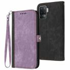 For OPPO A94 4G / F19 Pro Side Buckle Double Fold Hand Strap Leather Phone Case(Purple) - 1