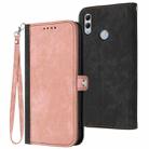 For Honor 10 Lite Side Buckle Double Fold Hand Strap Leather Phone Case(Pink) - 1