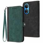 For Honor X7 Side Buckle Double Fold Hand Strap Leather Phone Case(Dark Green) - 1