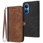 For Honor X7 Side Buckle Double Fold Hand Strap Leather Phone Case(Brown) - 1