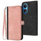 For Honor X7 Side Buckle Double Fold Hand Strap Leather Phone Case(Pink) - 1