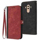 For Huawei Mate 10 Pro Side Buckle Double Fold Hand Strap Leather Phone Case(Red) - 1