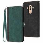 For Huawei Mate 10 Pro Side Buckle Double Fold Hand Strap Leather Phone Case(Dark Green) - 1