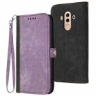 For Huawei Mate 10 Pro Side Buckle Double Fold Hand Strap Leather Phone Case(Purple) - 1