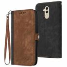 For Huawei Mate 20 Lite Side Buckle Double Fold Hand Strap Leather Phone Case(Brown) - 1
