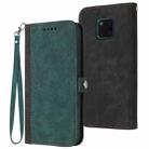 For Huawei Mate 20 Pro Side Buckle Double Fold Hand Strap Leather Phone Case(Dark Green) - 1