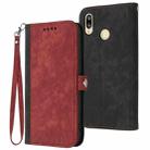 For Huawei P20 Lite Side Buckle Double Fold Hand Strap Leather Phone Case(Red) - 1