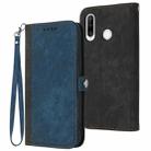 For Huawei P30 Lite Side Buckle Double Fold Hand Strap Leather Phone Case(Royal) - 1