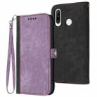 For Huawei P30 Lite Side Buckle Double Fold Hand Strap Leather Phone Case(Purple) - 1