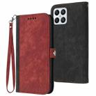 For Honor X8 Side Buckle Double Fold Hand Strap Leather Phone Case(Red) - 1