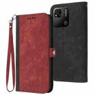 For Xiaomi Redmi 9C Side Buckle Double Fold Hand Strap Leather Phone Case(Red) - 1