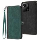 For Xiaomi Redmi 10A Side Buckle Double Fold Hand Strap Leather Phone Case(Dark Green) - 1