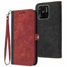 For Xiaomi Redmi 10C Side Buckle Double Fold Hand Strap Leather Phone Case(Red) - 1