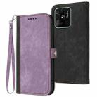 For Xiaomi Redmi 10C Side Buckle Double Fold Hand Strap Leather Phone Case(Purple) - 1