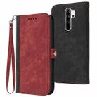 For Xiaomi Redmi Note 8 Pro Side Buckle Double Fold Hand Strap Leather Phone Case(Red) - 1